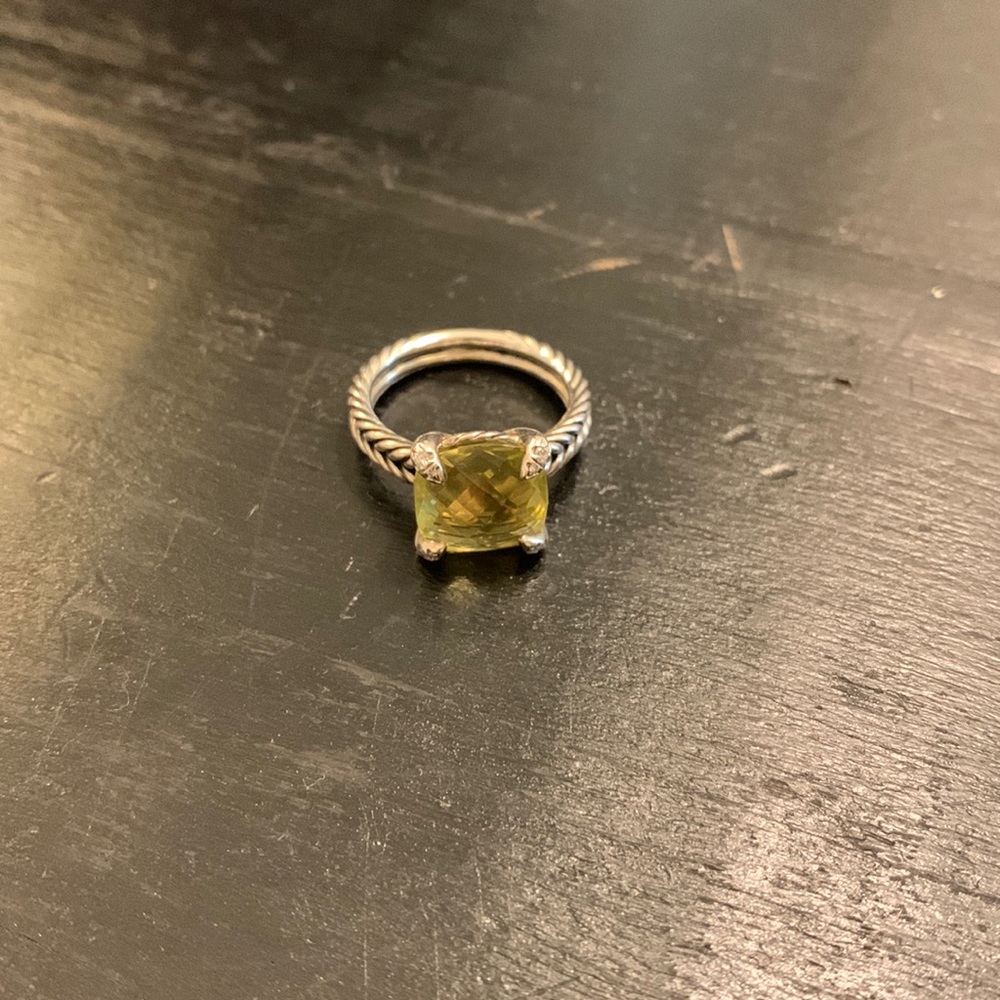 David Yurman Chatelaine Ring with Diamonds, Lemon Citrine, 11mm